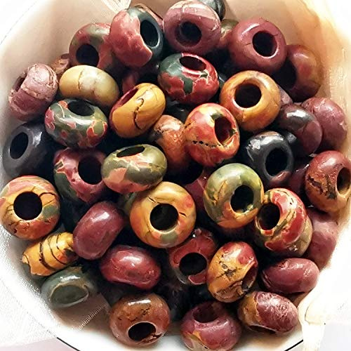 Manekieko 15 Stück Natürliche Große LochLose Stein Rondelle Perlen Kristalle und Heilsteine, 6mm DIY-Schmuck Makings