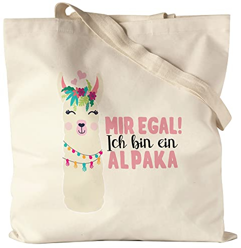 Hey!Print Mir Egal Ich Bin Ein Alpaka Jutebeutel Stoffbeutel Canvas Süßes Alpaka Motiv Geschenkidee Alpaka-Fans
