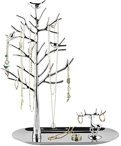MORE&LESS Baum Hirsch Schmuckständer für Ringe Ohrringe Halsketten Armbänder geeignet für Wohnzimmer Bad Büro usw.