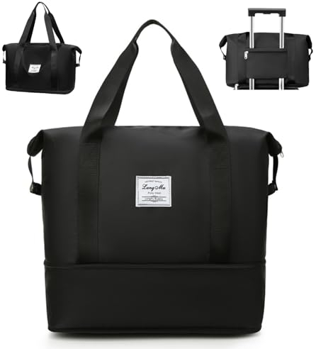 Crazy Bean Sporttasche Faltbare Groß Reisetasche für Damen Travel Duffel Bag Weekender Wasserdicht Handgepäck Tasche mit Nassfach für Sport Reisen