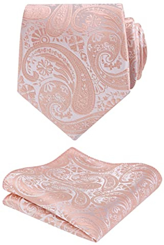 Alizeal Cravate et mouchoir pour homme Motif cachemire, 170-Rose pâle, taille unique