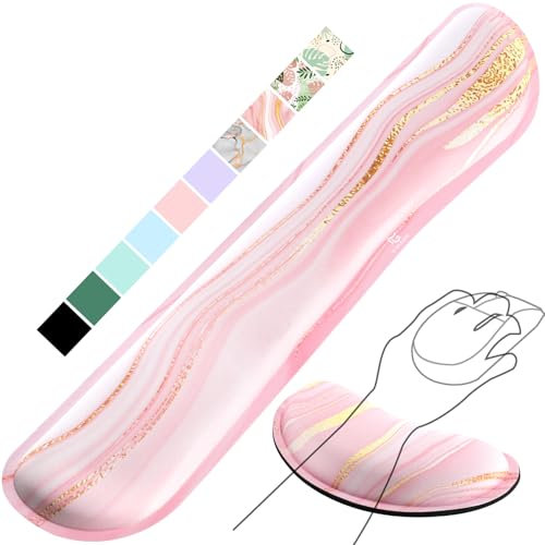 Gimars Poggia Polsi Mouse Tastiera, Schiuma Memoria Gel Ergonomica Supporto Mouse Poggiapolsi Tastiera, Poggia Polsi per Alleviare il Dolore da Digitazione Gaming Ufficio PC Computer, Oro Rosa