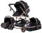 YAZOCO kinderwagen 3 in 1,Kombikinderwagen reisesysteme mit tragbar Wickeltasche Moskitonetz Regenschutz Fußsack, Zusammenklappen, Liegeposition Hohe Landschaft (3 Schwarzes Gold)