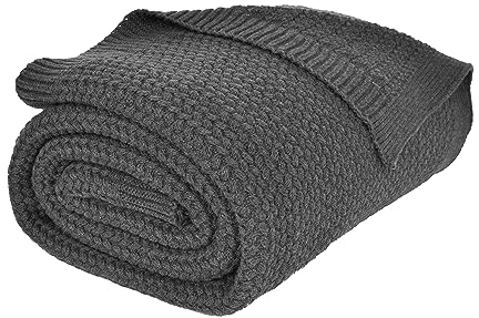 nielsen HOME Wohndecke Jaron fein gestrickt, 150x200 cm, Dunkelgrau, 100% Baumwolle, Fischgrat-Optik