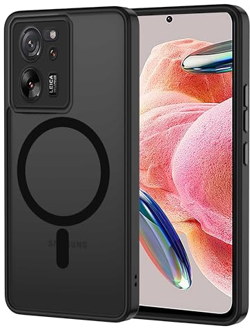 XTCASE Hülle für Xiaomi 13T / 13T Pro 5G Magnetisch kompatibel mit Magsafe, Matt Transluzente Handyhülle für Xiaomi 13T / 13T Pro 5G Kratzfeste PC Rückseite + TPU Bumper - Schwarz
