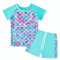 WYTbaby Costume da Bagno Ragazze Sirena Manica Corte Costume Piscina Bambina Anti-UV UPF 50+ Set per Spiaggia,Piscina Rash Guard per Bambina 6-7 Anni