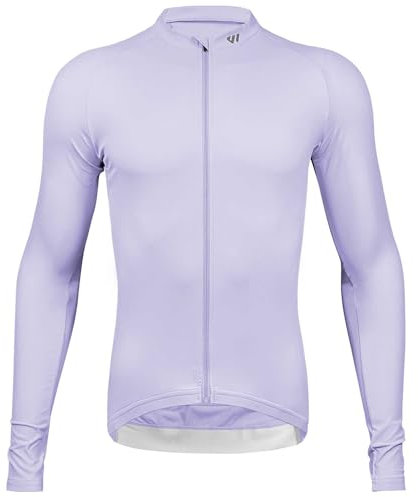 Wulibike Radtrikot Herren Langarm - Rennrad Trikot Herren Reißverschluss mit Taschen, Für Frühling und Herbst geeignet Lila L