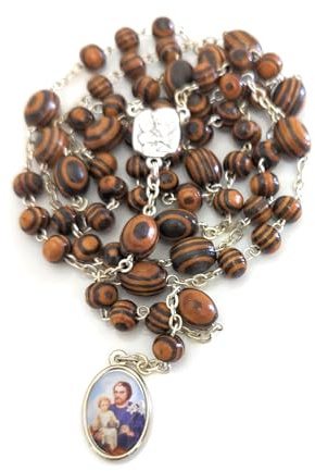 OVUNQUE PROTEGGIMI St. Joseph und Heilige Familie Rosenkranz, Devotionalien Rosenkranz mit der Heiligen Familie, Handmade Rosenkranz mit Heiligem Geist mit Gebet