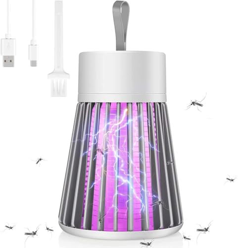 Zapper extérieur, Portable Intérieur, Zapper Moustique Intérieur, Anti-Moustique Lampe, Zapper à Mouches USB avec Brosse Pure, Pièges à Mouches LED Sans Rayon pour La Maison, Cuisine, Bureau