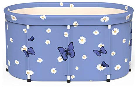Tragbare faltbare Badewanne Familienbadezimmer SPA-Badewanne große Größe abnehmbarer freistehender Badeeimer für Erwachsene Unisex-Duschkabine (Blau, 80 x 52 x 56 cm)