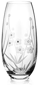 DIAMANTE Swarovski 'Ringelblume' Vase – handgeschnittene Blumen Blumenmuster Fass-Kristallvase mit Swarovski-Kristallen – 25 cm
