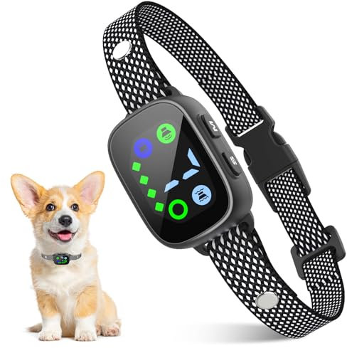 PcEoTllar Collar Antiladridos Perros, Collares Antiladridos para Perros Recargable, Detección Inteligente de Ladridos con Vibración/Sonido/Sonido más Vibración, Sensibilidad Ajustables, Negro