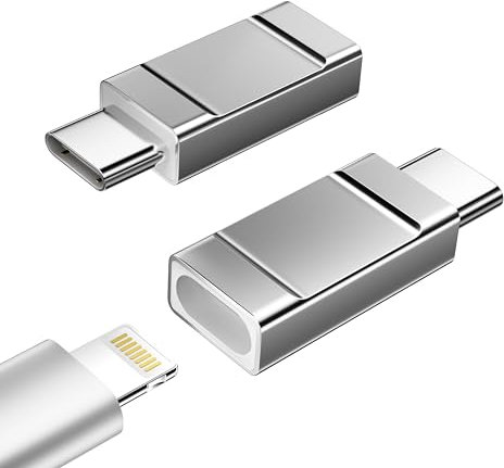 Lightning to USB C Adapter, 2 Pack USB-C Male to Lightning Female Adapter for iPhone 15/15 Pro/15 Pro Max/15 Plus/MacBook/iPad/Laptop/Samsung, Only Supports Charging and Data Transmission (Silver)