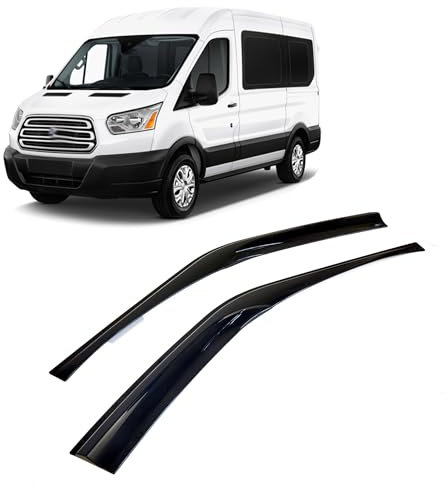 Rumplex Windabweiser Luftabweiser Regenabweiser Seitenfensterabweiser Kompatibel mit Ford Transit 2014-2024 Autofenster Regenschutz Regenabweiser Anklebbare Deflektoren 2 Stück Externe Passform