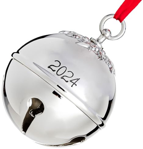 Klikel Weihnachtsglocke Ornament 2024 – Schlittenglocke Weihnachtsschmuck 2024 – Heilige Kugel 2024 Ornament – Glocke Ornament für Weihnachtsbaum – Schlittenglocke graviert 2024–10. Jahresausgabe