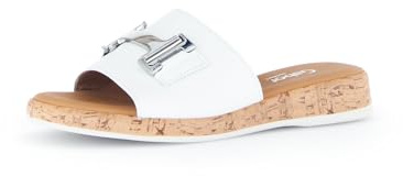 Gabor Damen Pantoletten, Frauen Slipper,Moderate Mehrweite (G),Gartenschuhe,Sommerschuhe,sommerclogs,Sandalen,Weiss(silb/S.Kork),38 EU / 5 UK