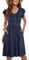 MOLERANI Damen Sommerklieid Rüschen Ärmel Freizeitkleid Elegant V-Ausschnitt Midikleid Casual Strandkleid Damen Knielang mit Taschen Marineblau XL