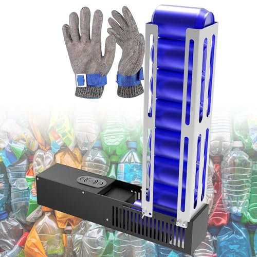 vnmudzeo Compacteur de poubelle électrique pouvant contenir 8 canettes, pour recyclage de table, support réglable de 170 à 453,6 g, éjection automatique de canettes en aluminium, éjection automatique