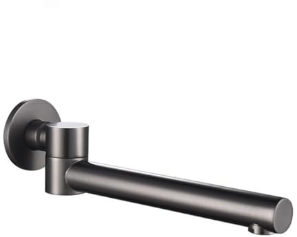Wanym Caño de Bañera, Plegable Baño Latón Bañera Ducha Mezclador Salida Agua Bañera Lavabo Extra Largo Caño de llenado 180° Giratorio Grifo,Round Gunmetal Grey