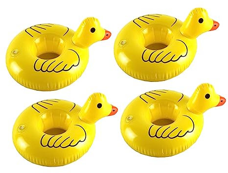 CORHAD 4pcs Inflatable Water Floating Drink Holders Cartoon Shape Cup Holder for Pool Beach Kiddie Pool Use