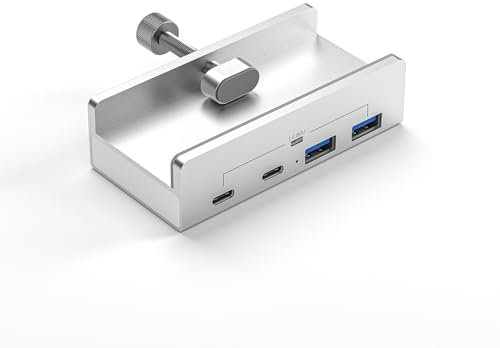 10Gbps USB C USB Hubs 4 Ports Aluminum USB 3.1 Docking Hubs Clamp For Desk Computer With 5V 2A Extra Power Supply Port
