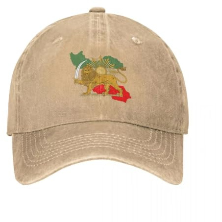 DLERFLOVR Iran Persien Karte & Flagge Baseballmütze Vintage Personalisierter Patriot Basecap Kappe 100% Baumwoll Kappe, Verstellbar Atmungsaktiv Baseballcap Draußen Sportlicher Kappen Hüte