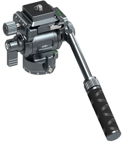 Wrtysully F38 Quick Release Fluid Video Schwenk-Neige 360° Panorama-Gimbal Schwenk-Neige 145° mit Abnehmbarem für Stativaufnahmen