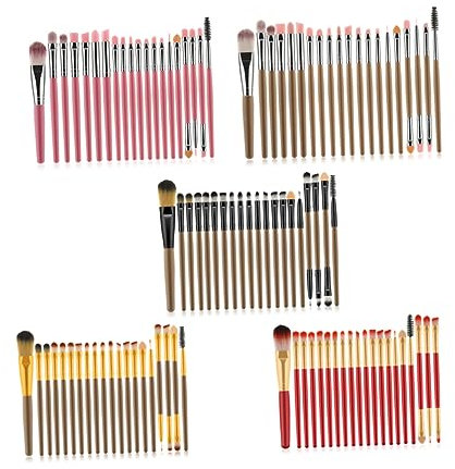 Mikinona 20Pezzi Professionali con Legno e Setole Nylon per Ombretti e Fard Rosa