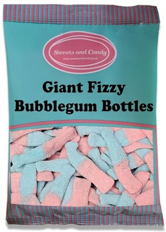 Sweets and Candy® Giant Fizzy Bubblegum Bottles 1Kg - Retro Bottle Shaped Bubblegum Flavour Fizzy Jellies - Bulk 1 Kilo Bag - A Perfect Pick and Mix Gift Idea - Share Size Pick n Mix Bags