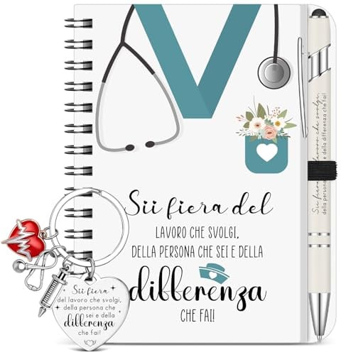 Sinmoe 3 Geschenkset für Krankenschwestern 1 Inspirierendes Spiralnotizbuch 1 Motivierender Stift 1 Schlüsselanhänger Geschenk zum Medizinabschluss für Kollegen