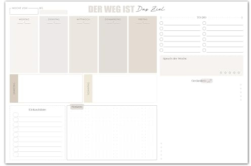 BIROYAL Schreibtischunterlage Papier A3, Wochenplaner Block A3, 50 Seiten | Schreibunterlage Unterlage Papier, mit Wochenkalender & To Do Liste, Schreibtischunterlage Block im Homeoffice & Büro