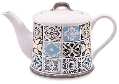 Maestro MR-20005-08 Keramik-Teekanne Holiday in Porto 0,8 L – Elegante Teekanne aus hochwertiger Keramik, Stilvolle Kanne für Tee und Kaffee, Gleichmäßige Wärmeverteilung, Geschenkidee