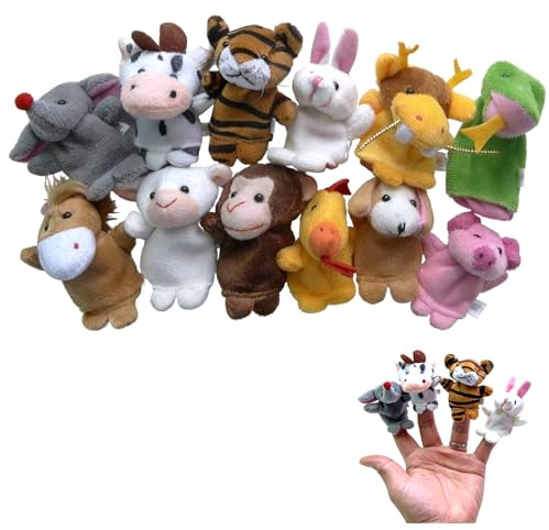 12 Stück Fingerpuppen Plüsch Tier Fingerpuppen Kleine Tier Fingerpuppe 12 Stil Mini Tiers Plüsch Figuren für Geburtstag Taufe