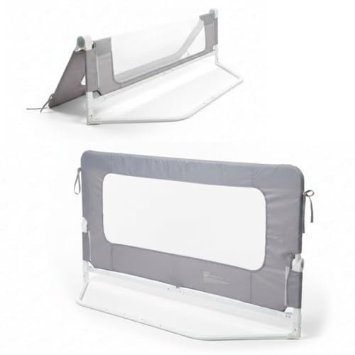 BATHBY Barandilla de Seguridad para Cama 150 cm | 10 Alturas Ajustables | Panel Transparente | Sistema Plegable para Bebés y Niños | Protección Anticaídas Compatible con Todo Tipo de Colchones