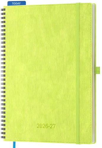 IN-LUXPRO Kalender 2026 2027 Wochenplaner Ringbuch A4 | 18-Monate Terminplaner Juli 26-Dez 27 | Buchkalender Ringbuch mit Stifthalter & Monats-Register | Vertikal Planer 1 Woche 2 Seiten - Apfelgrün