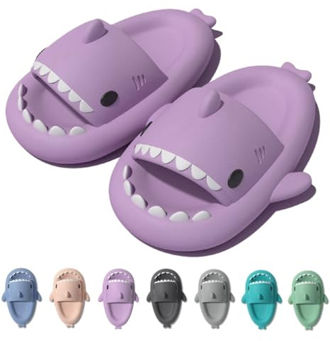 IDEINER Ciabatte Squalo Donna Uomo Shark Slippers Divertenti Taglia 36-47 | Pantofole Squalo Estive Open Toe Sharky Slides Antiscivolo Cloud Sharko Divertenti Sandali Adulto Unisex