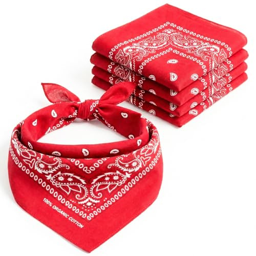 AURAE Bandana – 100% Baumwolle & Natürliche Fasern – Halstuch Ohne Polyester – Hochwertig, Weich, Langlebig & Waschmaschinenfest – Bandana Herren & Damen – Unisex & Kinder - 5 Pack