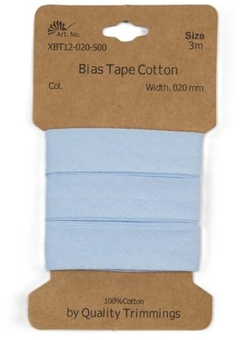 Die Stofftante Baumwoll-Schrägband | vorgefalztes Einfassband | aus Baumwolle | 28 Farben | Coupons á 3 Meter x 20mm (Baby Blue)