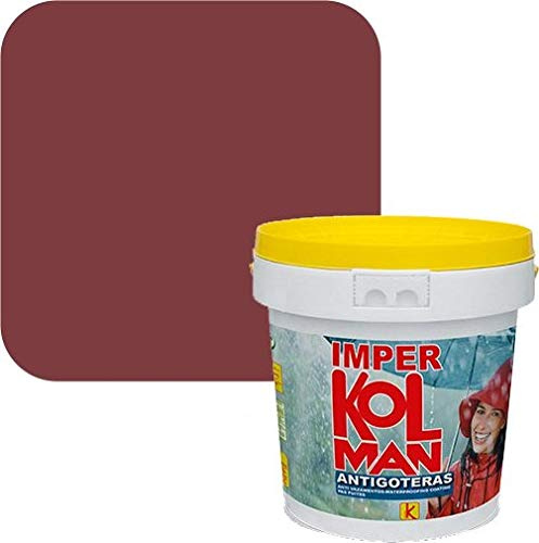 Kolman Revestimiento Impermeabilizante Imper Caucho Elástico Impermeable Antigoteras. (12 litros, óxido rojo)