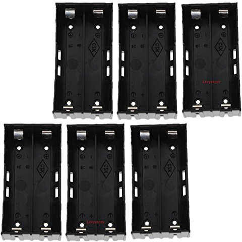 Ltvystore 18650 Battery Case Holder, 6 Pcs 2 Slots x 3.7V DIY Battery Storage Box, in Parallel Black Plastic Batteries Case with Pin for 2 x 18650