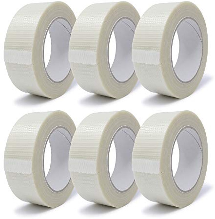 gws Filament-Klebeband, extra starkes Packband in Profi-Qualität, Gewebeband in Kreuzrichtung glasfaserverstärkt, Dicke: 120 μm (6 Rollen, 38 mm x 50 m, kreuzverstärkt)