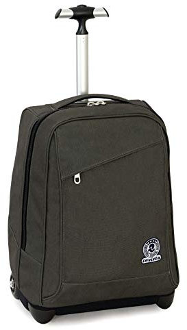Invicta Schultrolley Benin Ökologisch, 35 Lt, Grün, 2in1 Rucksack mit Rollen und Schultrolley durch Anheben der Schultergurte, Schule & Reise