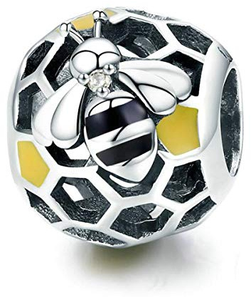ZiNuo Breloque en forme d'insectes en argent sterling 925 avec pendentif en forme d'abeille jaune et émail en cristal Compatible avec les bracelets européens Pandora