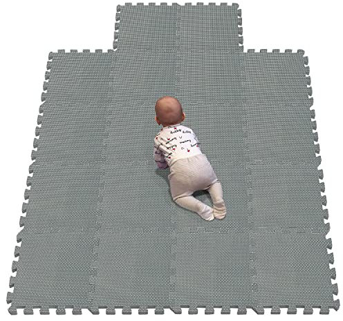 YIMINYUER Puzzle-Spielmatte für Baby und Kleinkinder, rutschfeste Bodenmatte aus Eva-Schaumstoff Grau R12G301018