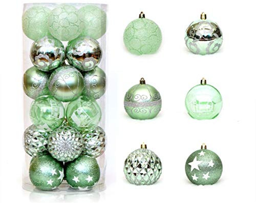 KiKom 2.36 24 Stück Weihnachtskugel Bruchsicher Gemalt Weihnachtsbaumdekoration Set Für Urlaub Hochzeit Weihnachtsdekoration 60mm (Grün)