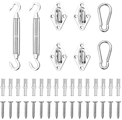 vidaXL Sonnensegel Zubehör Set 8-TLG. Karabinerhaken Spanner Schraube Wandösen Befestigungsset Montage Kit Aufbau Befestig Montageset Edelstahl