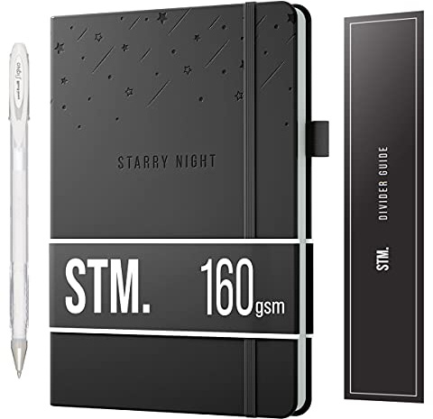 Scribbles That Matter Black Paper Notizbuch A5 dotted + Free gel Pen! - Your Starry Night Bullet Dotted Journal Auslaufsicheres, 160gsm dickes Papier für die Arbeit Hardcover (5,75 x 8,5)