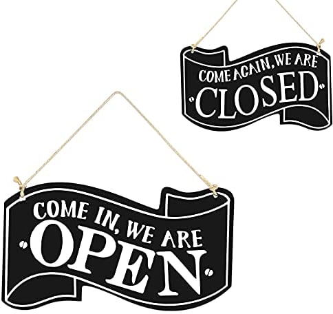 Cartel de Abierto y Cerrado, Letrero de Puerta Abierta o Cerrada, Letrero Puerta Entrada, Placa Abierto Cerrado, Placa de la Puerta Colgante de Doble Cara para Escaparate Restaurante Tienda Café Bar