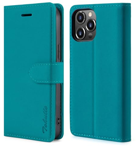 TOHULLE Case for iPhone 13 Pro Max, Premium PU Leather Wallet Case with Card Holder Kickstand Magnetic Closure Flip Folio Case Cover Compatible with iPhone 13 Pro Max - Blue