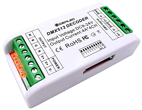 RGBW - Decoder DMX a 4 canali, mini RGB RGBW LED Strip Controller 16A DMX 512 Dimmer Driver Ambiance Lighting Controller per strisce LED DC12-24V